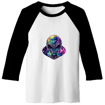 Discover Alien Head Ufo psychedelicss Alien Galaxy Trippy Space Baseball Tees