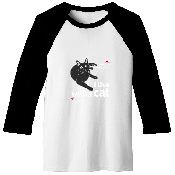 Discover I live with a cat CAT Solid Black version Baseball Tees