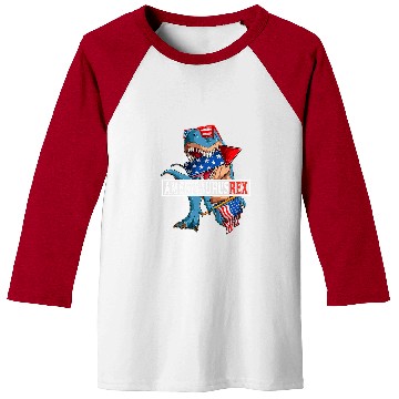 Discover Dinosaur Pet Amerisaurus TRex Men Boys Fourth 4th Of July Baseball Tees