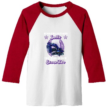 Discover Excavator Fun driver vehicles construction site saying Baseball Tees