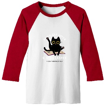 Discover Book Fun Black Cat on Magic Spell Book Wiccan Pagan Reader Baseball Tees