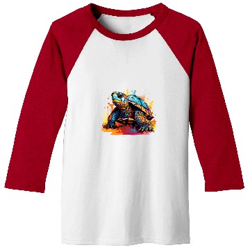 Discover Turtle Pet Eastern Box Turtle Lover Colorful Splash Art Baseball Tees