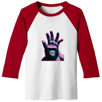 Discover Gorilla Pet Vaporwave Hand Head Ape Palm Gorilla Chimpanzee Chimp Monkey Baseball Tees