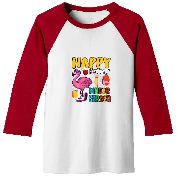 Discover Flamingo Pet Kids Funny Happy First Day Of Kindergarten Kinder Pink Baseball Tees