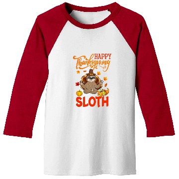 Discover Sloth Pet Happy Thanksgiving Sloth Costume Turkey Fall Leaves Lover Baseball Tees