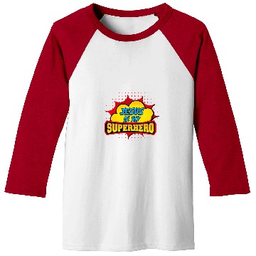 Discover Book Fun Jesus is My Superhero Fun Comic Book Style Faith Baseball Tees