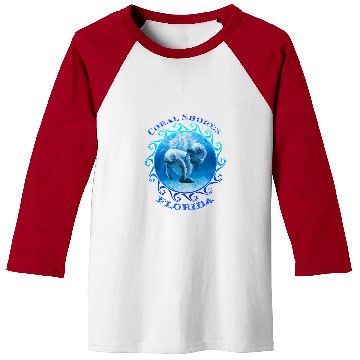 Discover Manatee Pet Coral Shores Florida Vacation Swimming Manatees Baseball Tees