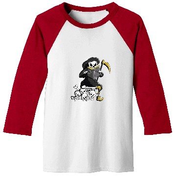 Discover Book Fun Grim Reaper Reading Dark Humor Literature Baseball Tees