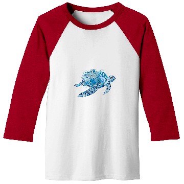 Discover Turtle Pet Imaginative blue turtle with coral Baseball Tees