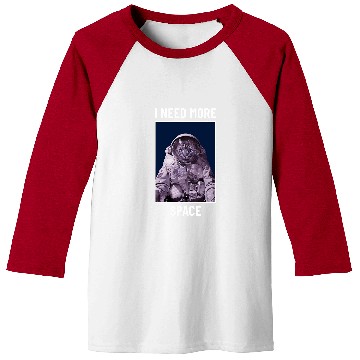 Discover I Need More Space Cat in Astronaut Space Suit Baseball Tees