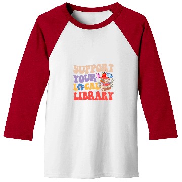 Discover Book Fun Groovy Support Your Local Library Book Reader Lover Bookworm Baseball Tees