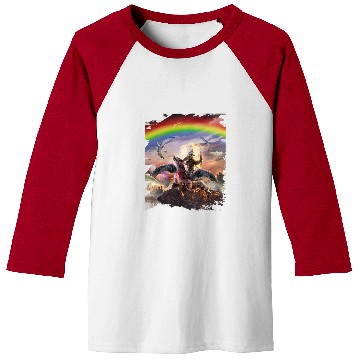 Discover Sloth Pet Riding Dragon Space Rainbow Dinosaur Baseball Tees