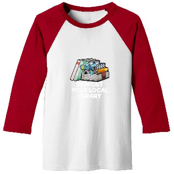 Discover Book Fun Support Your Local Library Librarian Bookworm Baseball Tees