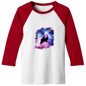 Discover Llama Pet Laser Eyes Outer Space Cat Riding on Llama Unicorns 9 Baseball Tees