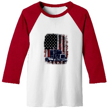 Discover Truck Fun American Flag Trucker Big Rig SemiTrailer Baseball Tees