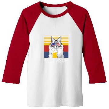Discover Beer Fun Maine Coon Cat Beer Meow Baseball Tees