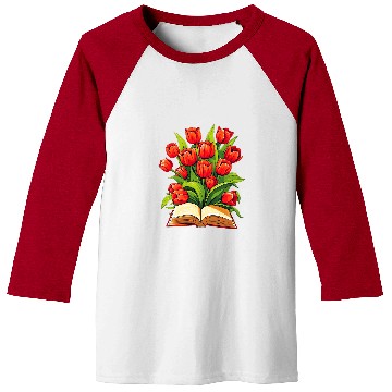 Discover Book Fun Tulips Flowers Book Floral Baseball Tees