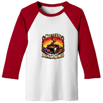 Discover Coffee Fun and Board Games Board Game Night Baseball Tees