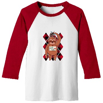Discover Sloth Pet Christmas Sloth mistletoe red plaid pattern Baseball Tees