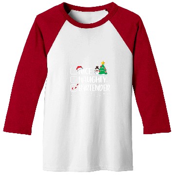 Discover Bartender Job Naughty or Nice Bartender Funny Christmas Pajama Xmas Baseball Tees