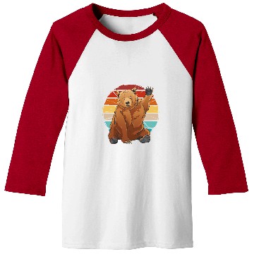 Discover Bear Pet friendly grizzly bear waving its hand bear greeting Baseball Tees
