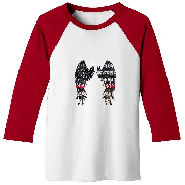 Discover Firefighter Flag Distressed Angel Wings Baseball Tees