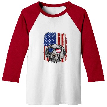 Discover American Flag Weimaraner Baseball Tees