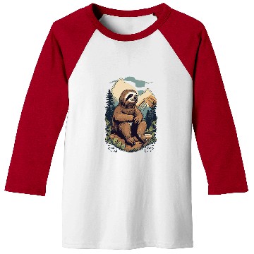 Discover Sloth Pet Contemplative Sloth Mountain View Reflective Moments Baseball Tees