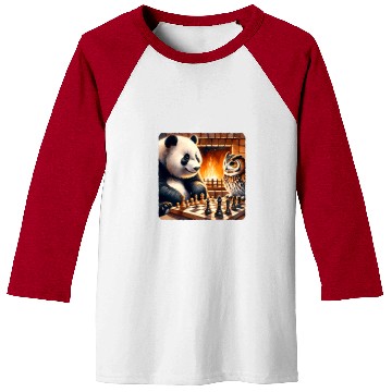 Discover Panda Pet Playing Chess With Owl By Fireplace Cozy Strategy Baseball Tees