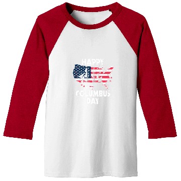 Discover American Flag Happy Columbus Day Baseball Tees