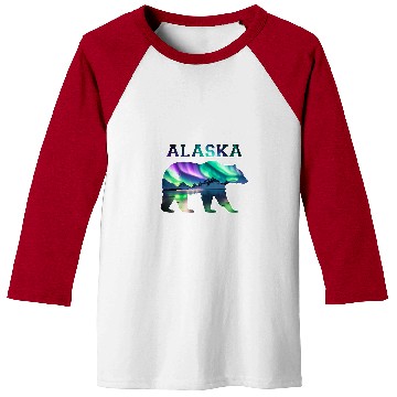 Discover Alaskan Bear Northern Lights Aurora Borealis Nature Sky Baseball Tees