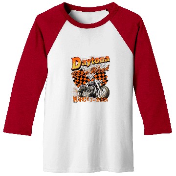 Discover 2024 DAYTONA BEACH BIKE WEEK vintages RALLY ART ON FRONT 2 Baseball Tees