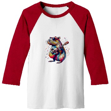 Discover capybaras Pet Playing Guitar Rock and Roll capybaras Lover 1 Baseball Tees