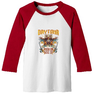 Discover 2024 DAYTONA BEACH BIKE WEEK ROCK ON RIDE ON FRONT ART Baseball Tees