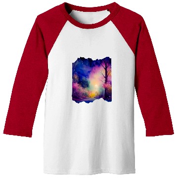 Discover Boho Chic Enchanted Forest Rainbow Watercolor Sky 1 Baseball Tees