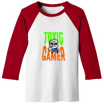Discover Funny Halloween Deadass Toxic Gamer Gaming Controller Skull Baseball Tees