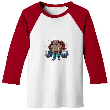 Discover Fitness Walrus doing Deadlift Workout Training Gym Baseball Tees