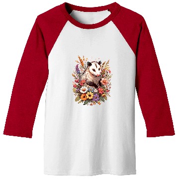 Discover Cottagecore Opossum In Wild Flower Field Baseball Tees