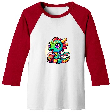 Discover Dragon Pet Kawaii Dragon Anime Boba Tea Bubble Milk Tea Kids Baseball Tees
