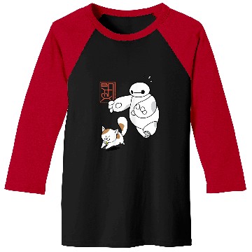 Discover Disney Big Hero 6 Baymax Chasing Mochi Cute Shot Baseball Tees