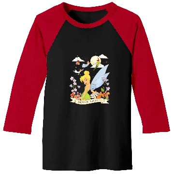 Discover Disney Peter Pan Tinker Bell Never Land Flowers and Flight Baseball Tees