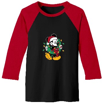 Discover Disney Mickey Mouse Christmas Lights Baseball Tees