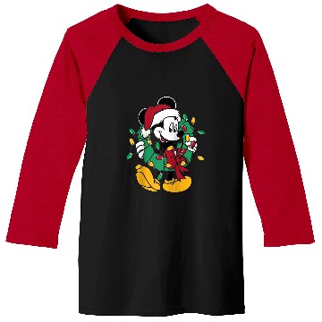 Discover Disney Mickey Mouse Christmas Lights Raglan Baseball Tee Baseball Tees