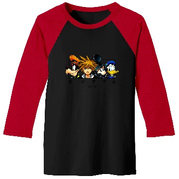 Discover Disneyss Kingdom Hearts Main Characters Panel Chest Kanji Logo Baseball Tees