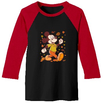 Discover Disneyss Mickey Mouse Strolling Through Autumn Leaves Fall Baseball Tees