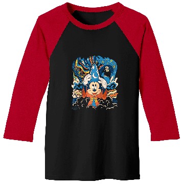 Discover Disney Fantasia Mickey Mouse Sorcerer’s Apprentice Retro Raglan Baseball Tee Baseball Tees