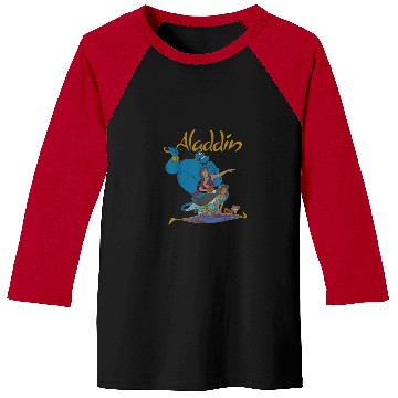 Discover Disney Aladdin  Group Shot Logo Baseball Tees
