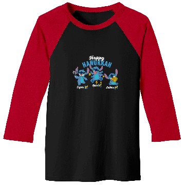 Discover Disney Lilo & Stitch Happy Hanukkah Lights Spin Latkes Baseball Tees