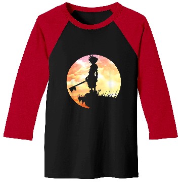Discover Disneyss Kingdom Hearts Sora Sunset Silhouette Pose Chest Logo Baseball Tees