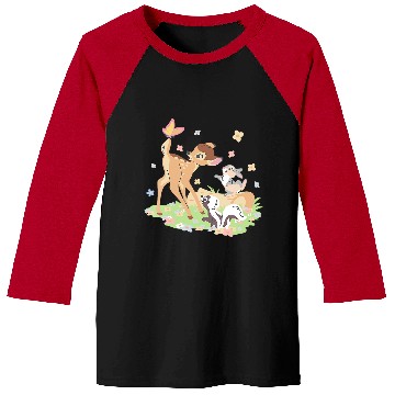 Discover Disney Bambi Thumper & Flower Pastel Spring Easter Butterfly V-Neck Baseball Tees